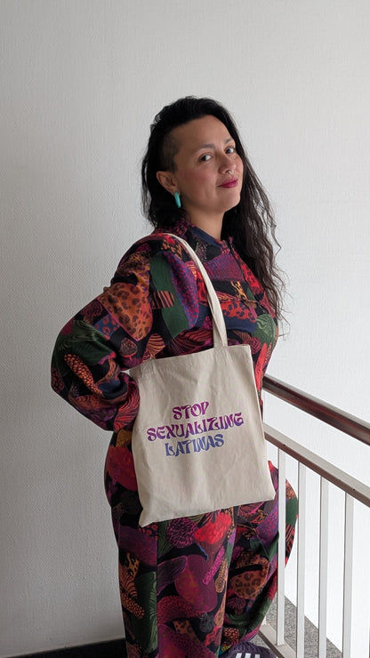 Stop Sexualizing Latinas Canvas Zip Tote