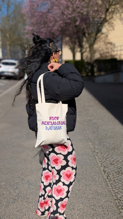 Stop Sexualizing Latinas Canvas Zip Tote